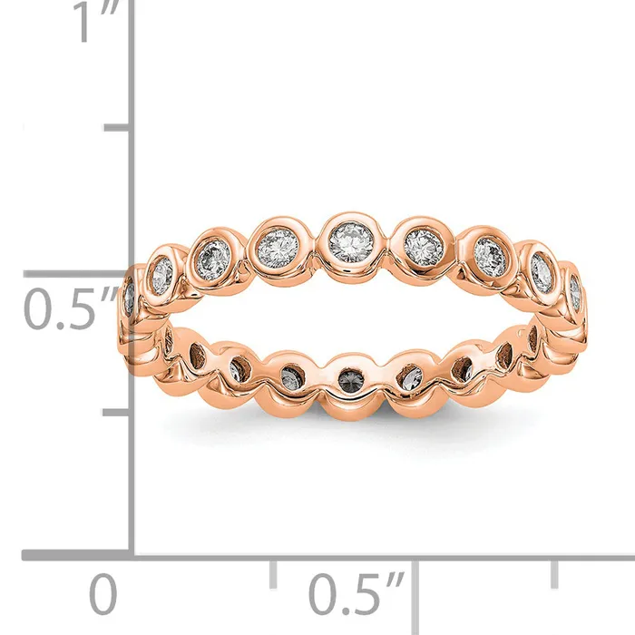 Goldia Solid Real 14k Rose Gold Polished 12ct Bezel Set CZ Eternity Wedding Band Ring Rings