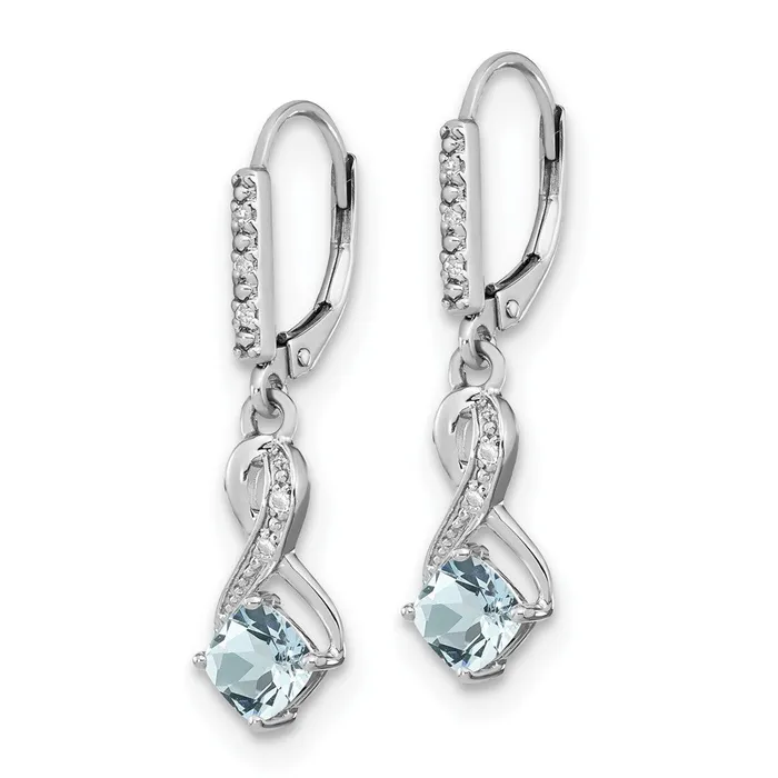 Goldia Sterling Silver Aquamarine and Real Diamond Earrings Earrings