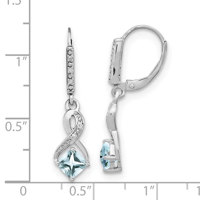 Goldia Sterling Silver Aquamarine and Real Diamond Earrings Earrings
