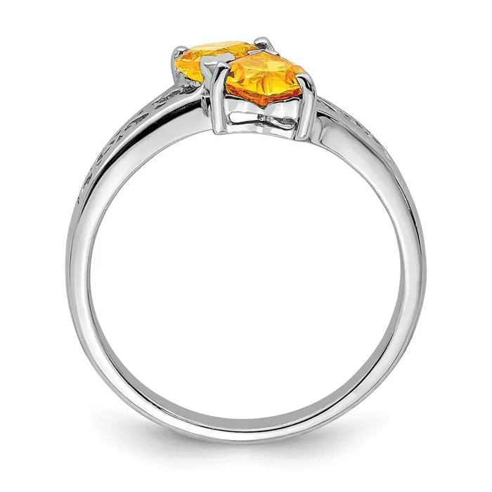 Goldia Sterling Silver Rhodium Citrine Heart Ring Rings