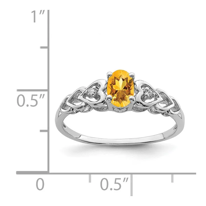 Goldia Sterling Silver Rhodiumplated Citrine u0026 Diamond Ring Rings