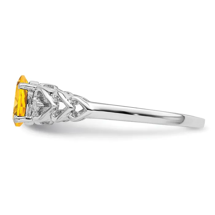 Goldia Sterling Silver Rhodiumplated Citrine u0026 Diamond Ring Rings