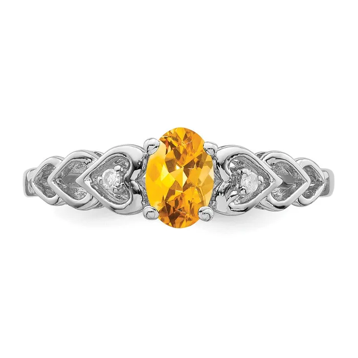 Goldia Sterling Silver Rhodiumplated Citrine u0026 Diamond Ring Rings