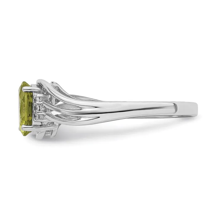 Goldia Sterling Silver Rhodium Plated Diamond and Peridot Oval Ring Rings