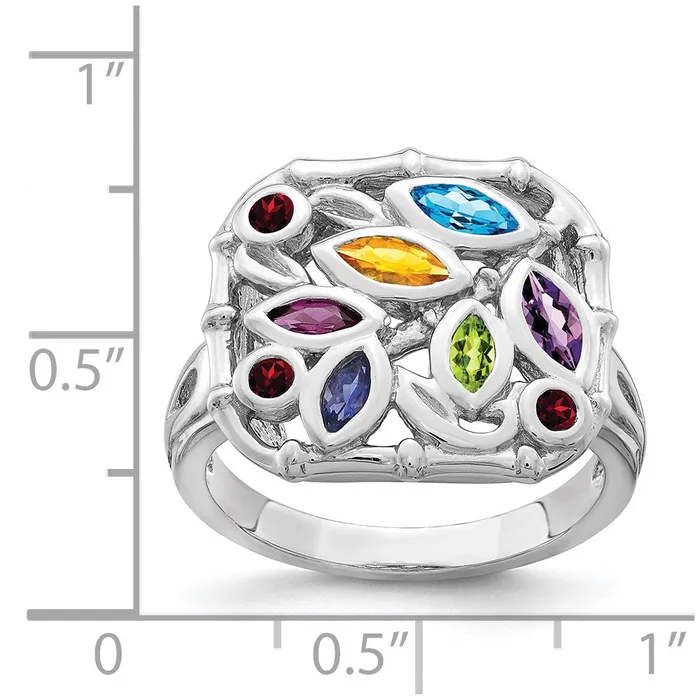Goldia Sterling Silver Rhodiumplated Multi Gemstone Ring Rings