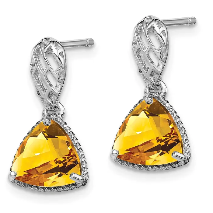 Goldia Sterling Silver Rhodiumplated w Flash Goldplate Accent Citrine Earrings Earrings