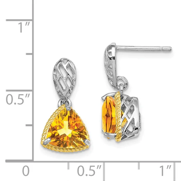 Goldia Sterling Silver Rhodiumplated w Flash Goldplate Accent Citrine Earrings Earrings