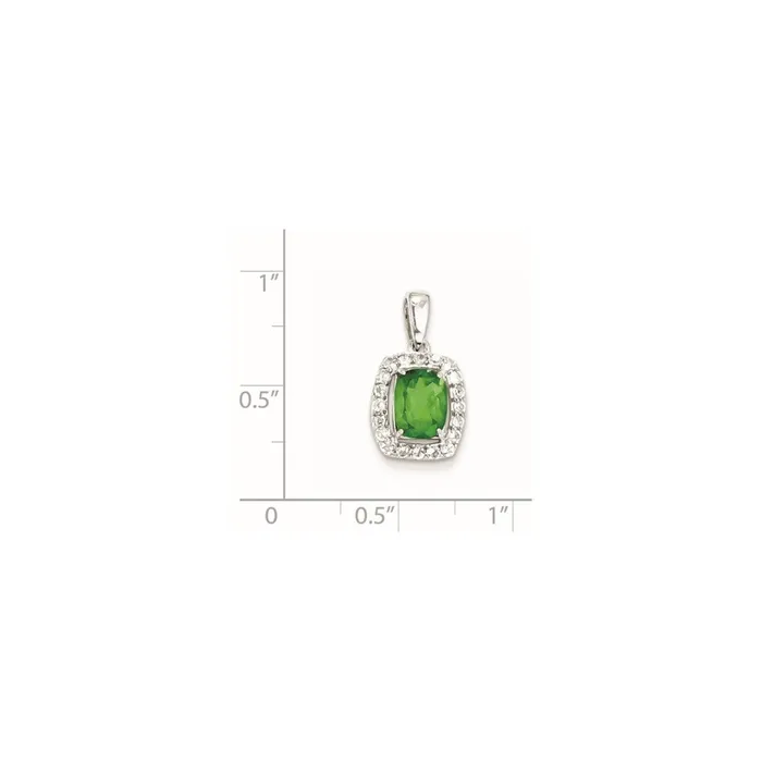 Goldia Sterling Silver Rhodium Plated White Topaz u0026 Tsavorite Pendant Necklaces