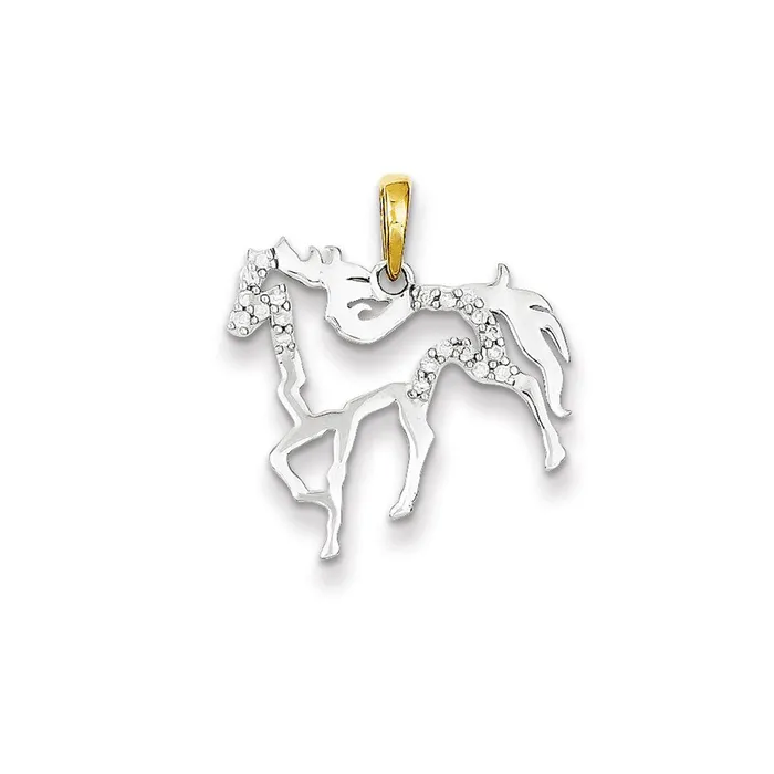 Goldia Sterling Silver u0026 14k Goldplated Diamond Horse Pendant Necklaces
