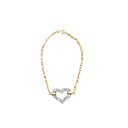JMS always Bracelets Original Haus of Brilliance 10K Two Tone Gold 14 Cttw Diamond Encrusted Heart Charm 7 Bracelet HI Color I1I2 Clarity JMS always Bracelets Original Haus of Brilliance 10K Two Tone Gold 14 Cttw Diamond Encrusted Heart Charm 7 Bracelet HI Color I1I2 Clarity
