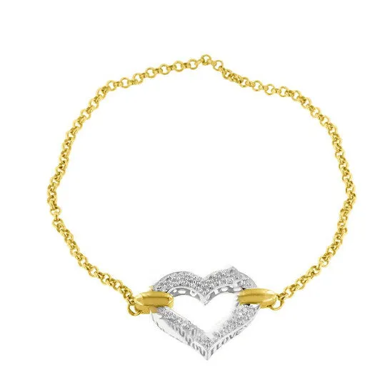 JMS always Bracelets Original Haus of Brilliance 10K Two Tone Gold 14 Cttw Diamond Encrusted Heart Charm 7 Bracelet HI Color I1I2 Clarity JMS always Bracelets Original Haus of Brilliance 10K Two Tone Gold 14 Cttw Diamond Encrusted Heart Charm 7 Bracelet HI Color I1I2 Clarity