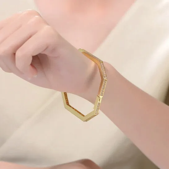 JMS always Bracelets Original Megan Walford Sterling Silver with Gold Plated Cubic Zirconia Bangle Bracelet JMS always Bracelets Original Megan Walford Sterling Silver with Gold Plated Cubic Zirconia Bangle Bracelet