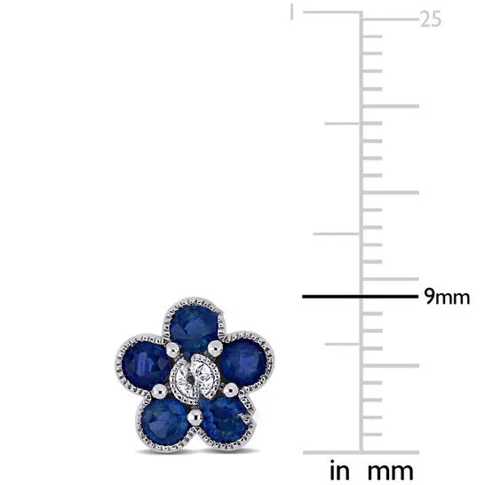 JMS always Earrings Original AMOUR 1 14 CT TGW Sapphire and 110 CT TW Diamond Floral Stud Earrings In 14K White Gold JMS always Earrings Original AMOUR 1 14 CT TGW Sapphire and 110 CT TW Diamond Floral Stud Earrings In 14K White Gold
