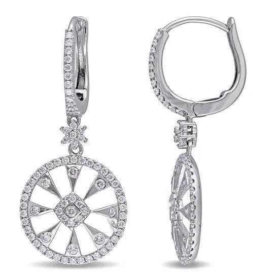 JMS always Earrings Original AMOUR 1 16 CT TW Diamond Filigree Halo Leverback Earrings In 14K White Gold JMS always Earrings Original AMOUR 1 16 CT TW Diamond Filigree Halo Leverback Earrings In 14K White Gold