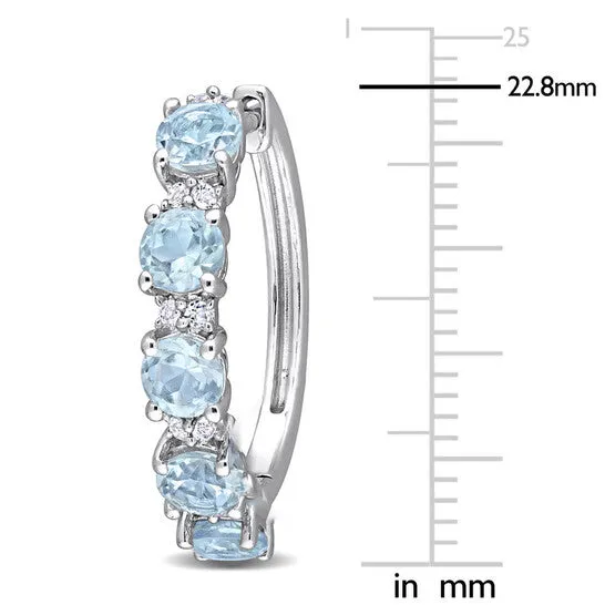 JMS always Earrings Original AMOUR 3 14 CT TGW Sky Blue Topaz and White Topaz Hoop Earrings In Sterling Silver JMS always Earrings Original AMOUR 3 14 CT TGW Sky Blue Topaz and White Topaz Hoop Earrings In Sterling Silver