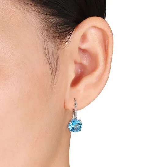 JMS always Earrings Original AMOUR 6 CT TGW Swissblue Topaz and 110 CT TW Diamond Leverback Earrings In 10K White Gold JMS always Earrings Original AMOUR 6 CT TGW Swissblue Topaz and 110 CT TW Diamond Leverback Earrings In 10K White Gold