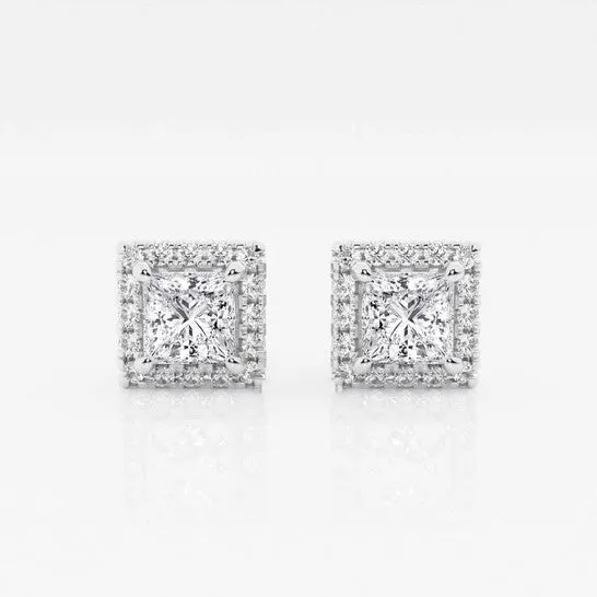 JMS always Earrings Original Brilliant Diamond 14KT White Gold 1 78 cttw PrincessCut Lab Grown Diamond Halo Stud Earrings for Women GVSSI GSI JMS always Earrings Original Brilliant Diamond 14KT White Gold 1 78 cttw PrincessCut Lab Grown Diamond Halo Stud Earrings for Women GVSSI GSI