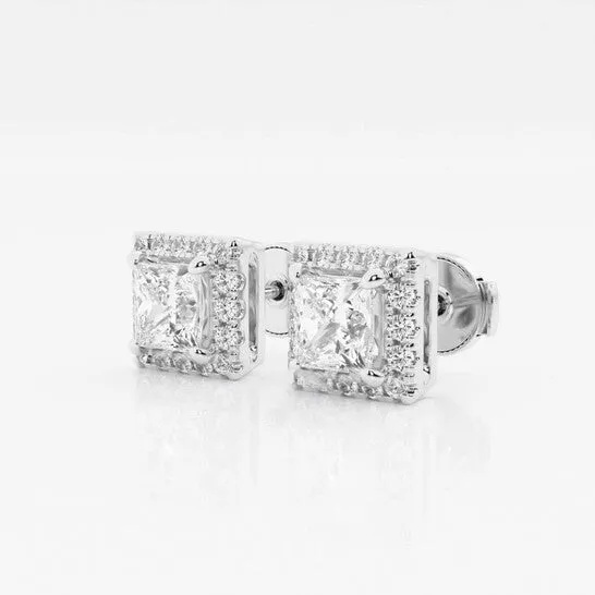 JMS always Earrings Original Brilliant Diamond 14KT White Gold 1 78 cttw PrincessCut Lab Grown Diamond Halo Stud Earrings for Women GVSSI GSI JMS always Earrings Original Brilliant Diamond 14KT White Gold 1 78 cttw PrincessCut Lab Grown Diamond Halo Stud Earrings for Women GVSSI GSI