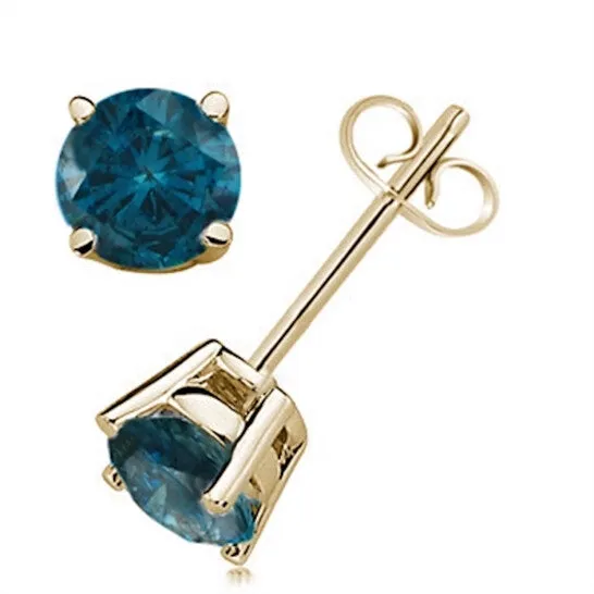 JMS always Earrings Original Maulijewels 38 Carat Blue Round Diamond Prong Set Stud Earrings In 14K Yellow White Gold JMS always Earrings Original Maulijewels 38 Carat Blue Round Diamond Prong Set Stud Earrings In 14K Yellow White Gold