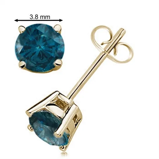 JMS always Earrings Original Maulijewels 38 Carat Blue Round Diamond Prong Set Stud Earrings In 14K Yellow White Gold JMS always Earrings Original Maulijewels 38 Carat Blue Round Diamond Prong Set Stud Earrings In 14K Yellow White Gold