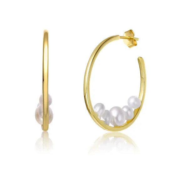 JMS always Earrings Original Megan Walford Sterling Silver 14k Yellow Gold Plated with White Pearl Cluster 34 CHoop Earrings JMS always Earrings Original Megan Walford Sterling Silver 14k Yellow Gold Plated with White Pearl Cluster 34 CHoop Earrings