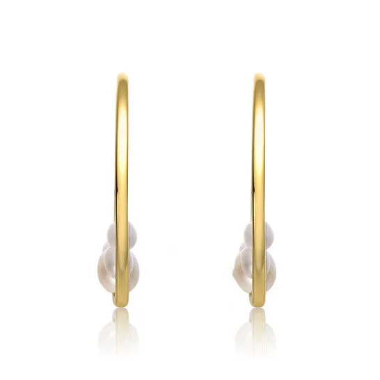 JMS always Earrings Original Megan Walford Sterling Silver 14k Yellow Gold Plated with White Pearl Cluster 34 CHoop Earrings JMS always Earrings Original Megan Walford Sterling Silver 14k Yellow Gold Plated with White Pearl Cluster 34 CHoop Earrings