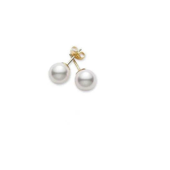 JMS always Earrings Original Mikimoto Akoya Pearl Stud Earrings with 18K Yellow Gold 775mm AAA JMS always Earrings Original Mikimoto Akoya Pearl Stud Earrings with 18K Yellow Gold 775mm AAA