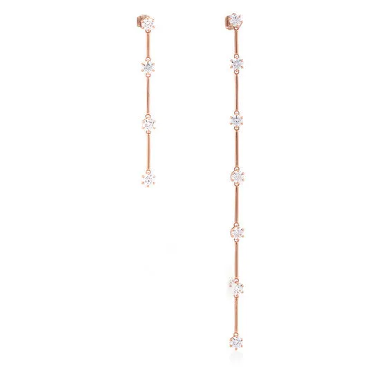 JMS always Earrings Original Swarovski Constella Earrings Asymmetrical White RoseGold Tone Plated
