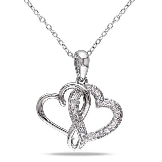 JMS always Necklaces Original AMOUR 17 CT TW Diamond Interlocking Heart Pendant with Chain In Sterling Silver JMS always Necklaces Original AMOUR 17 CT TW Diamond Interlocking Heart Pendant with Chain In Sterling Silver