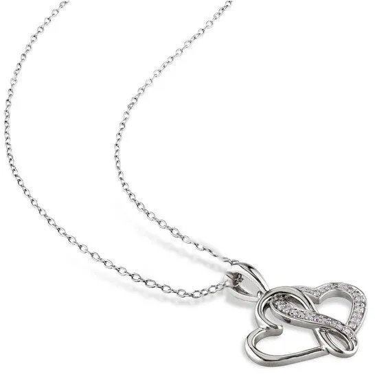 JMS always Necklaces Original AMOUR 17 CT TW Diamond Interlocking Heart Pendant with Chain In Sterling Silver JMS always Necklaces Original AMOUR 17 CT TW Diamond Interlocking Heart Pendant with Chain In Sterling Silver