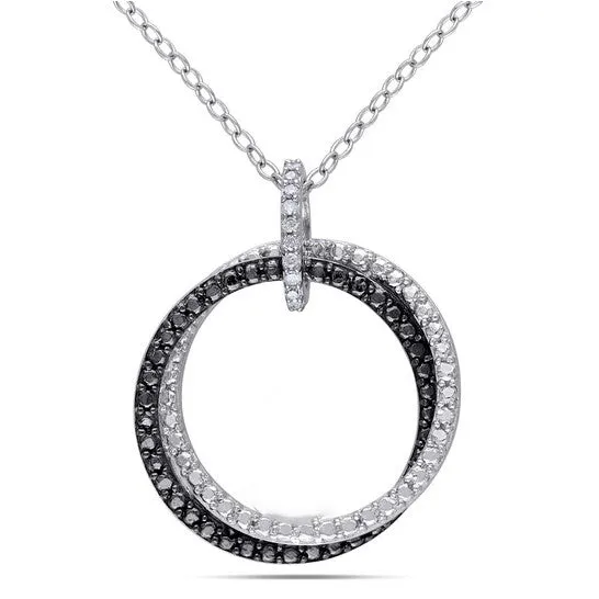 JMS always Necklaces Original AMOUR Diamond Circle Pendant with Chain In Sterling Silver with Black Rhodium JMS always Necklaces Original AMOUR Diamond Circle Pendant with Chain In Sterling Silver with Black Rhodium
