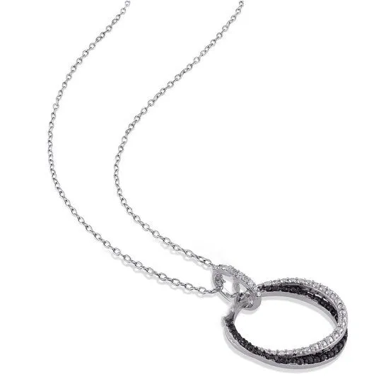 JMS always Necklaces Original AMOUR Diamond Circle Pendant with Chain In Sterling Silver with Black Rhodium JMS always Necklaces Original AMOUR Diamond Circle Pendant with Chain In Sterling Silver with Black Rhodium