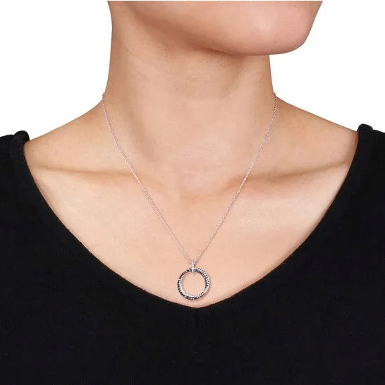 JMS always Necklaces Original AMOUR Diamond Circle Pendant with Chain In Sterling Silver with Black Rhodium JMS always Necklaces Original AMOUR Diamond Circle Pendant with Chain In Sterling Silver with Black Rhodium