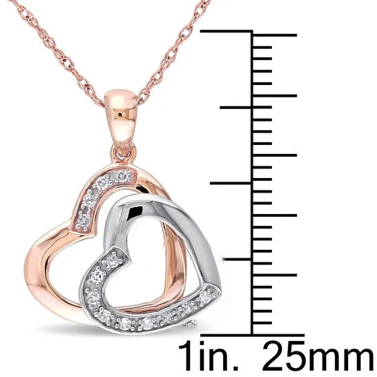 JMS always Necklaces Original AMOUR Diamond Double Heart Pendant with Chain In 10k 2Tone Rose and White Gold JMS always Necklaces Original AMOUR Diamond Double Heart Pendant with Chain In 10k 2Tone Rose and White Gold