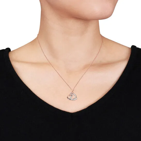 JMS always Necklaces Original AMOUR Diamond Double Heart Pendant with Chain In 10k 2Tone Rose and White Gold JMS always Necklaces Original AMOUR Diamond Double Heart Pendant with Chain In 10k 2Tone Rose and White Gold