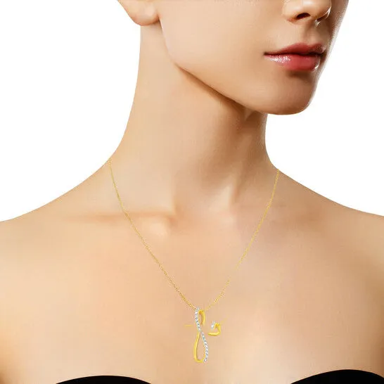 JMS always Necklaces Original Haus of Brilliance 10K Yellow Gold Plated 925 Sterling Silver Diamond Accent Cross Ribbon Pendant Necklace IJ color I2I3 clarity JMS always Necklaces Original Haus of Brilliance 10K Yellow Gold Plated 925 Sterling Silver Diamond Accent Cross Ribbon Pendant Necklace IJ color I2I3 clarity