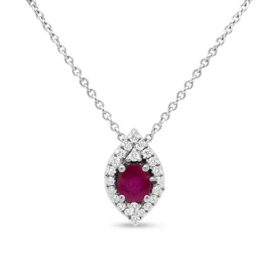 JMS always Necklaces Original Haus of Brilliance 18K White Gold 5x4MM Red Ruby and 17 Cttw Diamond Halo Leaf 18 Pendant Necklace GH Color SI1SI2 Clarity JMS always Necklaces Original Haus of Brilliance 18K White Gold 5x4MM Red Ruby and 17 Cttw Diamond Halo Leaf 18 Pendant Necklace GH Color SI1SI2 Clarity