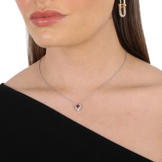 JMS always Necklaces Original Haus of Brilliance 18K White Gold 5x4MM Red Ruby and 17 Cttw Diamond Halo Leaf 18 Pendant Necklace GH Color SI1SI2 Clarity JMS always Necklaces Original Haus of Brilliance 18K White Gold 5x4MM Red Ruby and 17 Cttw Diamond Halo Leaf 18 Pendant Necklace GH Color SI1SI2 Clarity