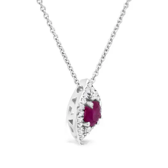 JMS always Necklaces Original Haus of Brilliance 18K White Gold 5x4MM Red Ruby and 17 Cttw Diamond Halo Leaf 18 Pendant Necklace GH Color SI1SI2 Clarity JMS always Necklaces Original Haus of Brilliance 18K White Gold 5x4MM Red Ruby and 17 Cttw Diamond Halo Leaf 18 Pendant Necklace GH Color SI1SI2 Clarity