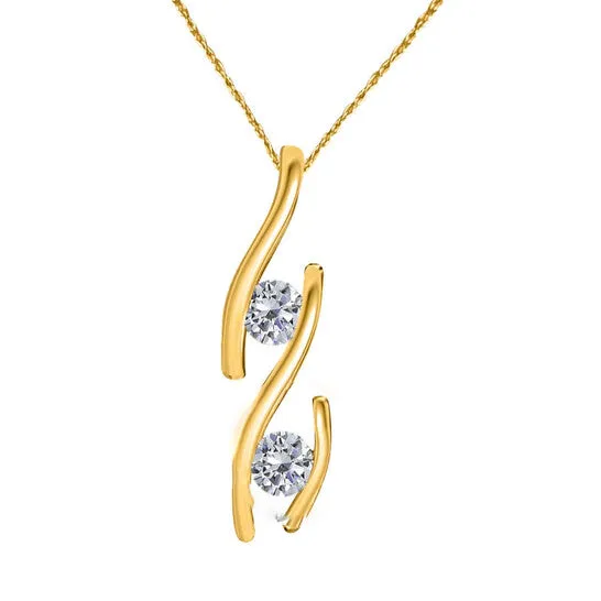 JMS always Necklaces Original Maulijewels 030 Carat Diamond Two Stone Pendant In 14K Solid Yelllow Gold With18 14K Yellow Gold Plated Sterling Silver Box Chain JMS always Necklaces Original Maulijewels 030 Carat Diamond Two Stone Pendant In 14K Solid Yelllow Gold With18 14K Yellow Gold Plated Sterling Silver Box Chain