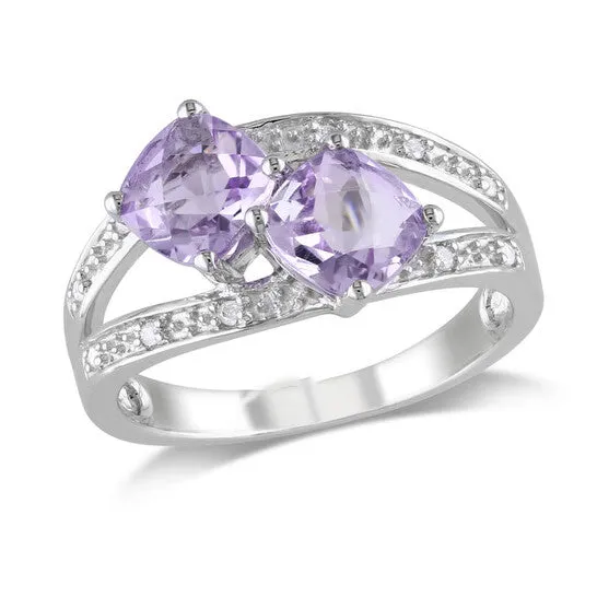 JMS always Original Amour 005 CT TDW Diamond and 2 CT TGW Rose de France Ring in Sterling Silver Rings JMS always Original Amour 005 CT TDW Diamond and 2 CT TGW Rose de France Ring in Sterling Silver Rings