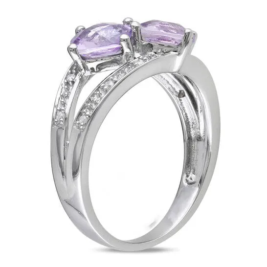 JMS always Original Amour 005 CT TDW Diamond and 2 CT TGW Rose de France Ring in Sterling Silver Rings JMS always Original Amour 005 CT TDW Diamond and 2 CT TGW Rose de France Ring in Sterling Silver Rings
