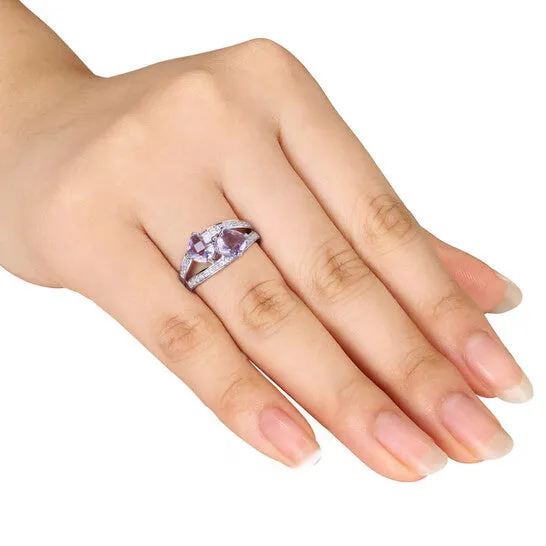 JMS always Original Amour 005 CT TDW Diamond and 2 CT TGW Rose de France Ring in Sterling Silver Rings JMS always Original Amour 005 CT TDW Diamond and 2 CT TGW Rose de France Ring in Sterling Silver Rings