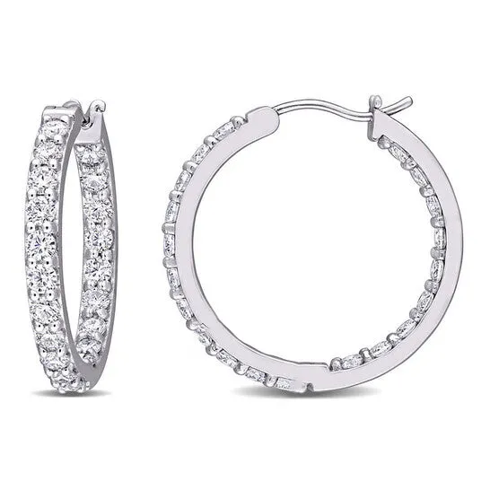 JMS always Original AMOUR 2 12 CT DEW Created Moissanite Beaded Hoop Earrings In 10K White Gold Earrings JMS always Original AMOUR 2 12 CT DEW Created Moissanite Beaded Hoop Earrings In 10K White Gold Earrings