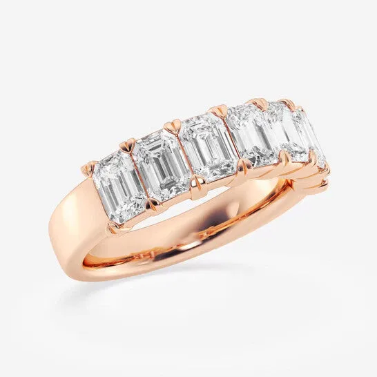 JMS always Original Brilliant Diamond 14K Rose Gold 3 CTTW EmeraldCut LAB GROWN Diamond Seven Stone Anniversary Band FG SI1 Rings JMS always Original Brilliant Diamond 14K Rose Gold 3 CTTW EmeraldCut LAB GROWN Diamond Seven Stone Anniversary Band FG SI1 Rings