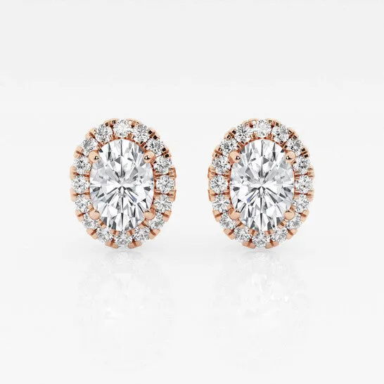 JMS always Original Brilliant Diamond 14KT Rose Gold 2 38 cttw OvalCut Lab Grown Diamond Halo Stud Earrings for Women FGVSSI GSI Earrings JMS always Original Brilliant Diamond 14KT Rose Gold 2 38 cttw OvalCut Lab Grown Diamond Halo Stud Earrings for Women FGVSSI GSI Earrings