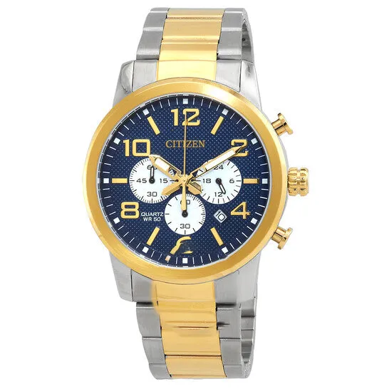 JMS always Original Citizen Chronograph Quartz Blue Dial TwoTone Mens Watch AN805956L Rings JMS always Original Citizen Chronograph Quartz Blue Dial TwoTone Mens Watch AN805956L Rings