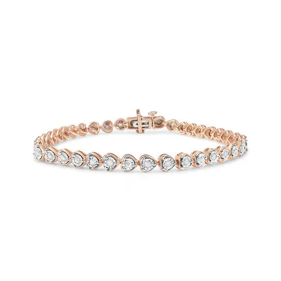 JMS always Original Haus of Brilliance 10K Rose Gold Plated 925 Sterling Silver 10 Cttw Miracle Set Diamond HeartLink 7 Tennis Bracelet IJ Color I2I3 Clarity Bracelets JMS always Original Haus of Brilliance 10K Rose Gold Plated 925 Sterling Silver 10 Cttw Miracle Set Diamond HeartLink 7 Tennis Bracelet IJ Color I2I3 Clarity Bracelets