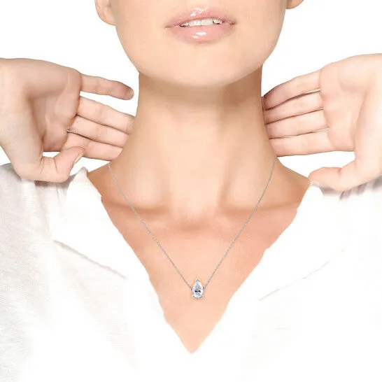 JMS always Original Haus of Brilliance 14K White Gold 12 Cttw Pear Shape Lab Grown Diamond Solitaire Pendant Necklace FG Color VS2SI1 Clarity Necklaces JMS always Original Haus of Brilliance 14K White Gold 12 Cttw Pear Shape Lab Grown Diamond Solitaire Pendant Necklace FG Color VS2SI1 Clarity Necklaces