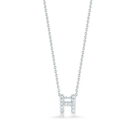 JMS always PreStyled Sets Original Roberto Coin 18K White Gold Tiny Treasures Diamond Letter H Pendant JMS always PreStyled Sets Original Roberto Coin 18K White Gold Tiny Treasures Diamond Letter H Pendant